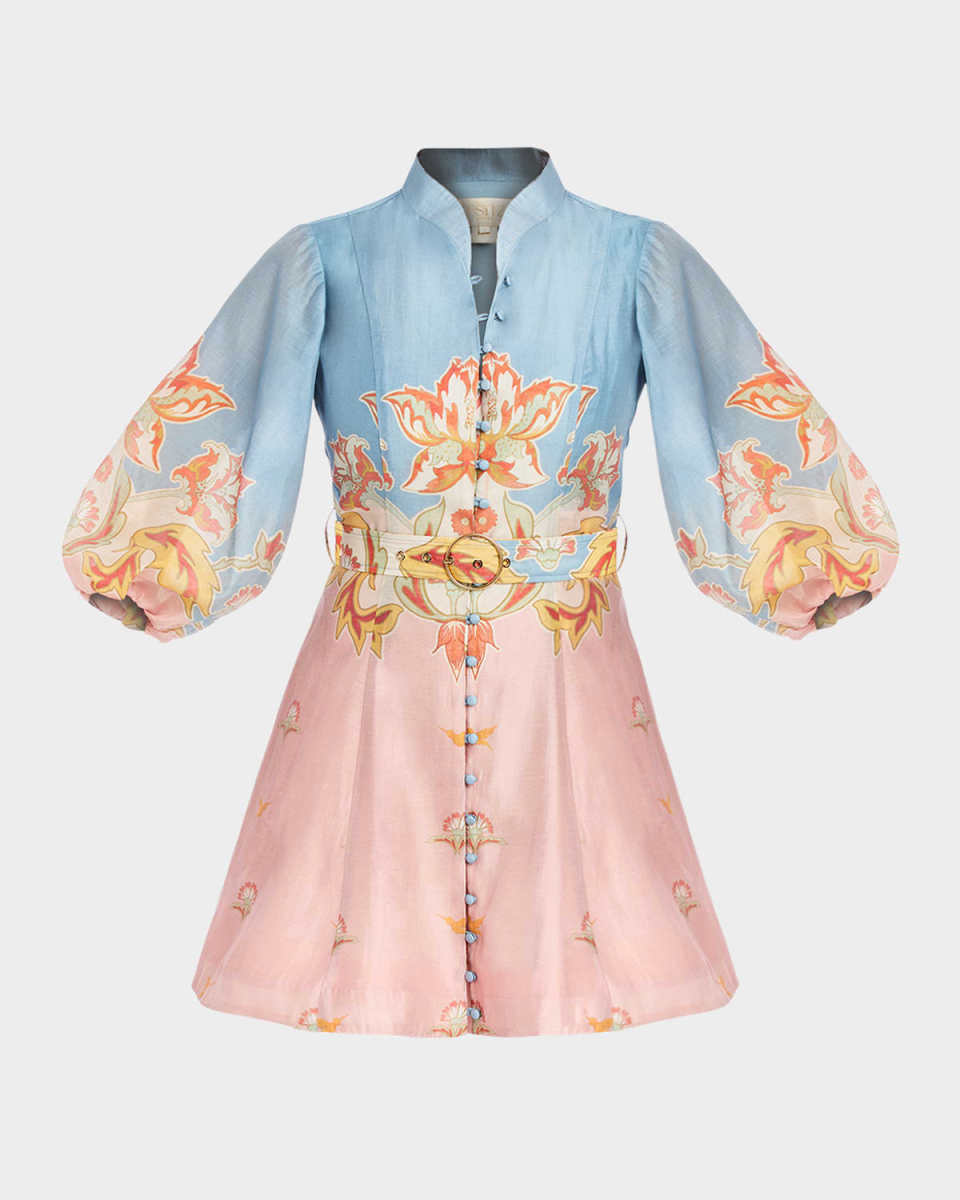 Valencia Belted Floral-Print Mini Dress